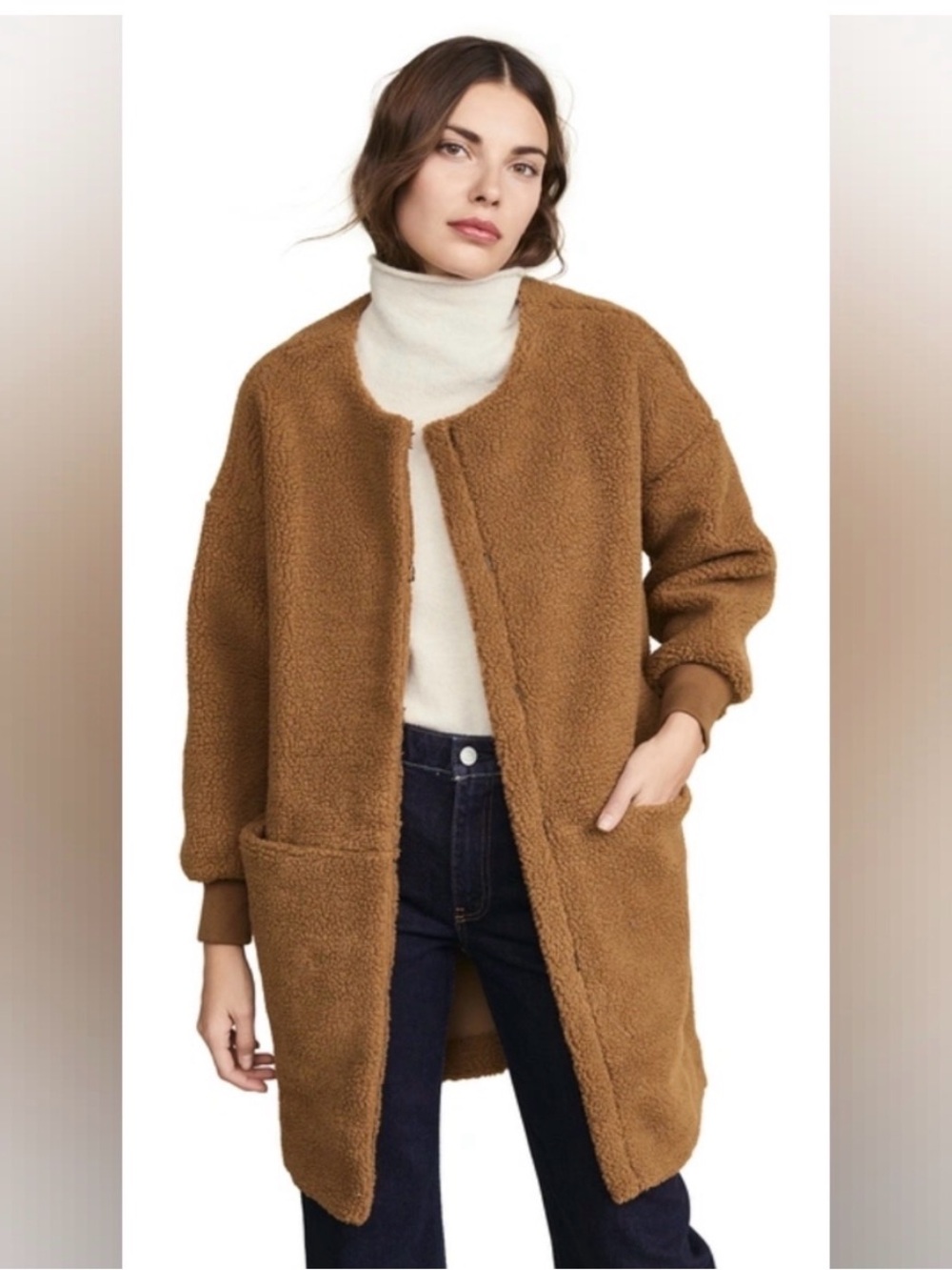 Madewell Bonded Sherpa Cocoon Coat Size xxs Castle Brown Teddy Fleece